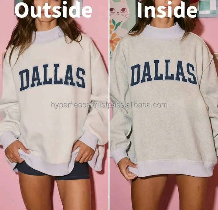 High Quality Fall Winter Custom Women Mock Neck Sweatshirt Fleece Relaxed Fit Sweater Top Pullover detail