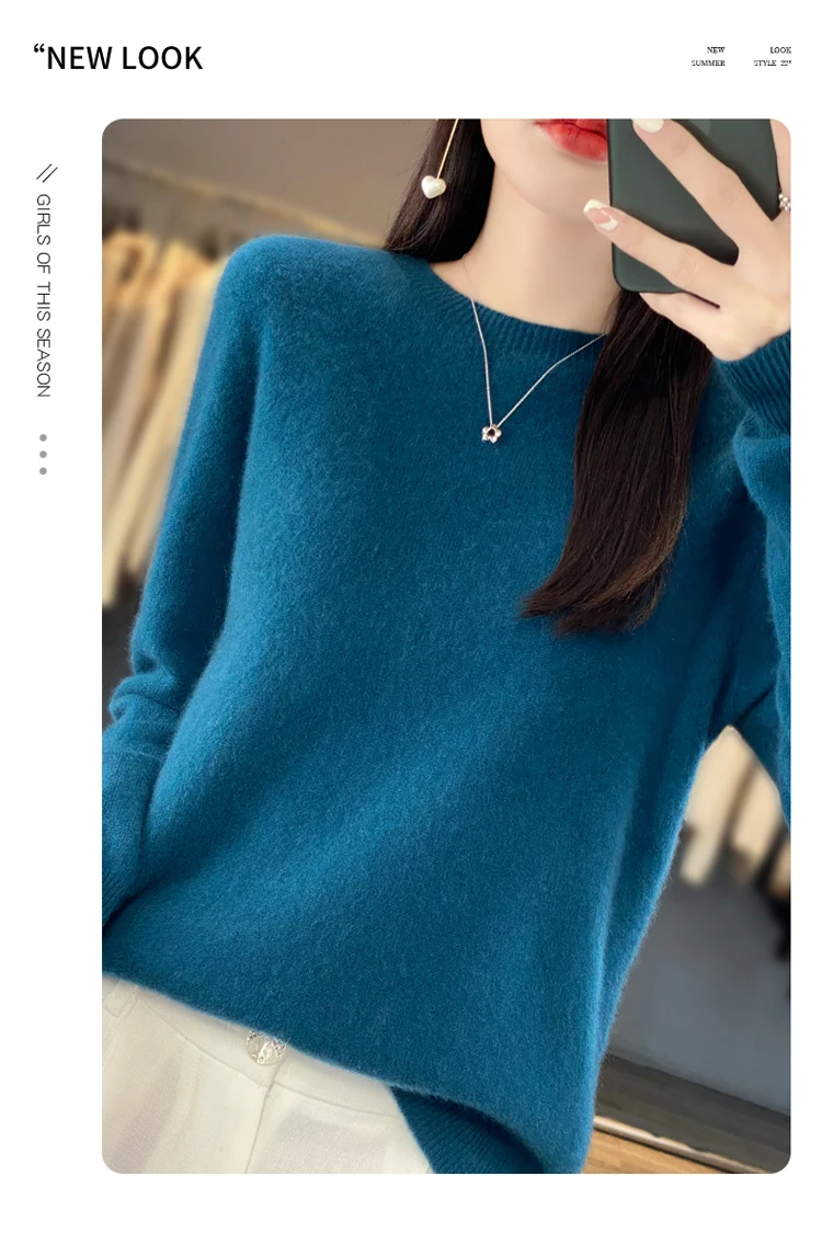 Fallwinter new cashmere sweater womens sweater 100 merino wool fashion Oneck autumn warm pullover detail