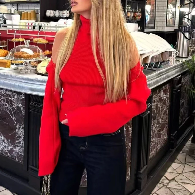 Crochet Lady Party Camisole Fashion Hollow Out Knitted Womens Sweater Casual Solid Color Slim Commute Jumper detail