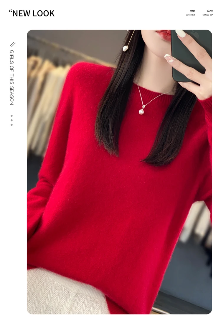Fallwinter new cashmere sweater womens sweater 100 merino wool fashion Oneck autumn warm pullover detail