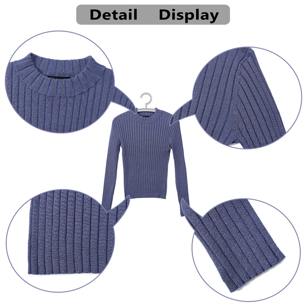 Womens Ribbed Sweater Slim Fit Long Sleeve for Casual Office Layering Elegant Solid Color Knitwear Pullovers product view
