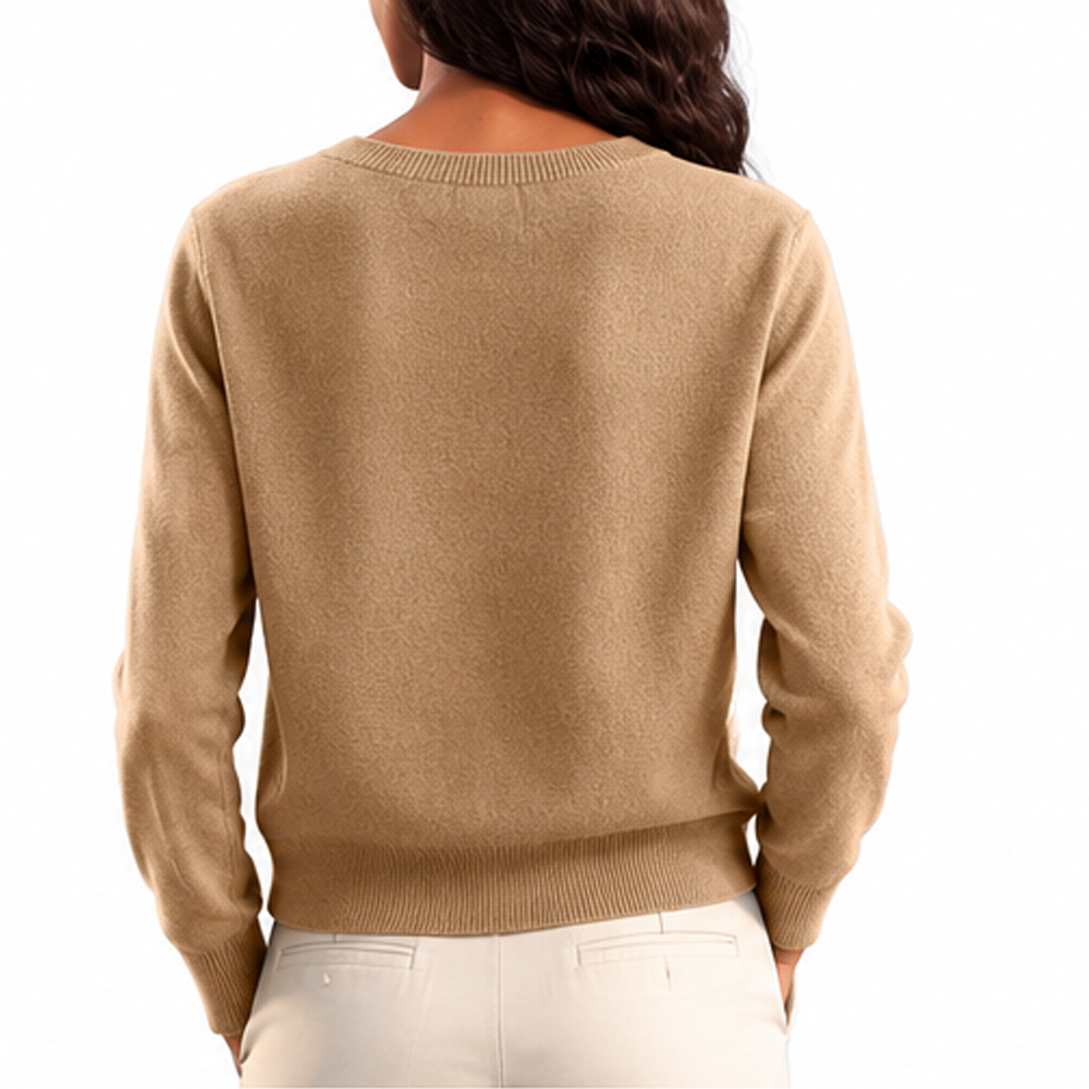 Womens 100 Cashmere Crew Neck Cardigan Full Sleeve Solid Color Knitted Sweater Autumn Wear AntiPilling Cardigans Sweaters detail