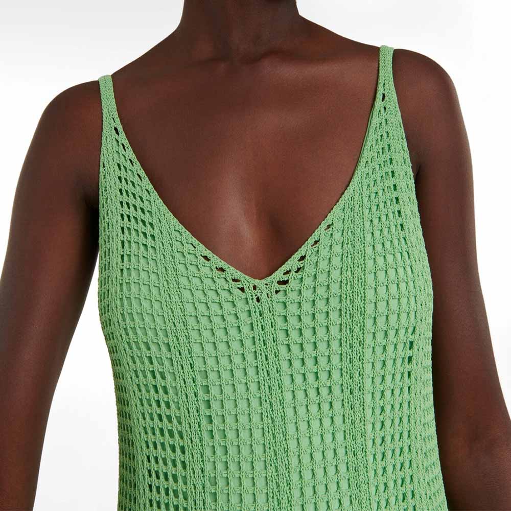 Knitwear Custom Green Sling Sleeveless VNeck Hollow Out Simple Winter ALine Women Maxi Knit Sweater Casual Dress product view