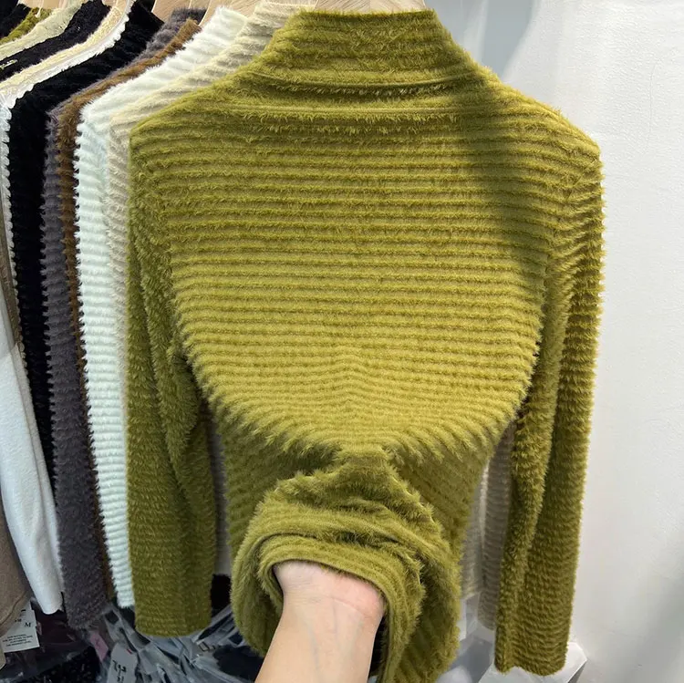 Style Long Sleeve Turtleneck Sweater Womens Autumn Winter Slimming Knitted Top Pure Color Soft Warm Pullover detail