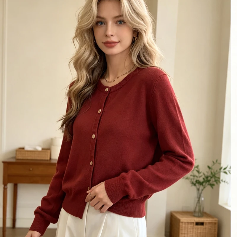 Womens Cardigan Autumn and Winter Long Sleeve Knitted Womens Sweater Cardigans Fashion Slim Casual Female Knitwear Crop Jacket detail