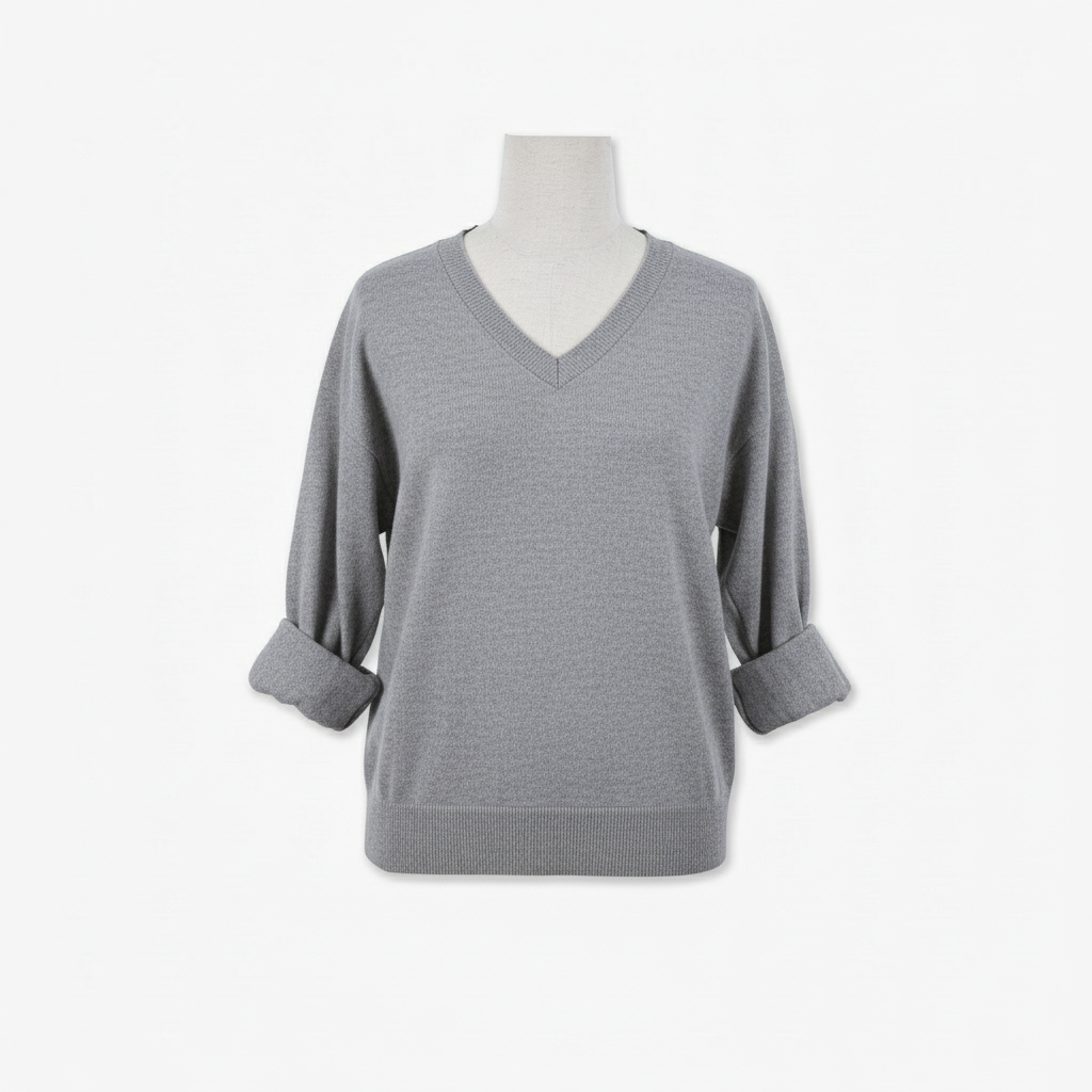 Solid Color Regular Pullovers AntiWrinkle 100 Acrylic Customized Color Casual Standard VNeck Sweater Womens detail