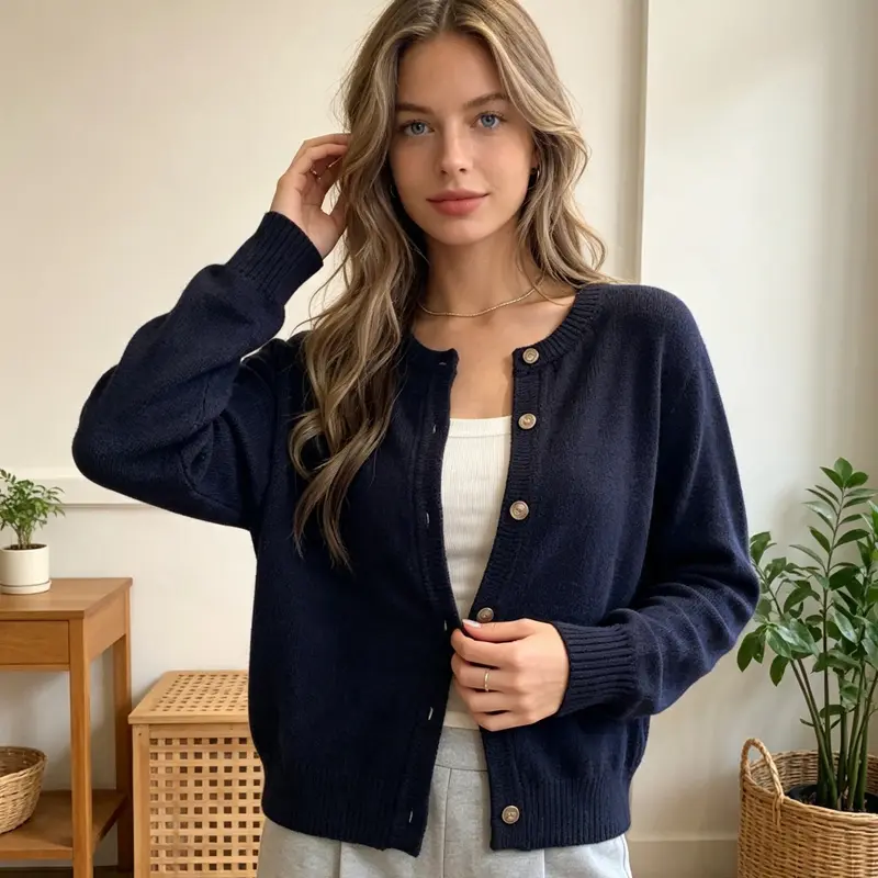 Womens Cardigan Autumn and Winter Long Sleeve Knitted Womens Sweater Cardigans Fashion Slim Casual Female Knitwear Crop Jacket product view