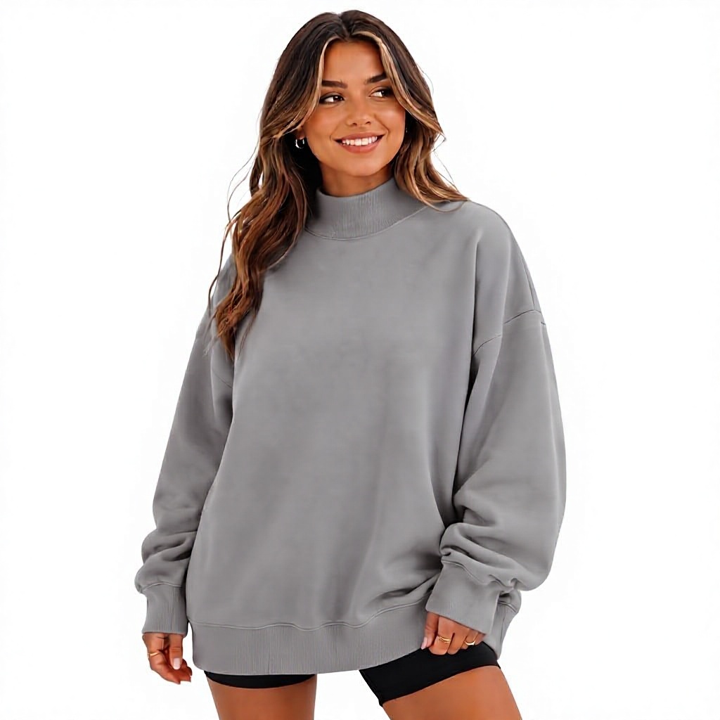 Women's Custom Embroidery 100% Cotton Solid Sweatshirt Soft Breathable Eco-Friendly Casual Winter Fashion Pullover