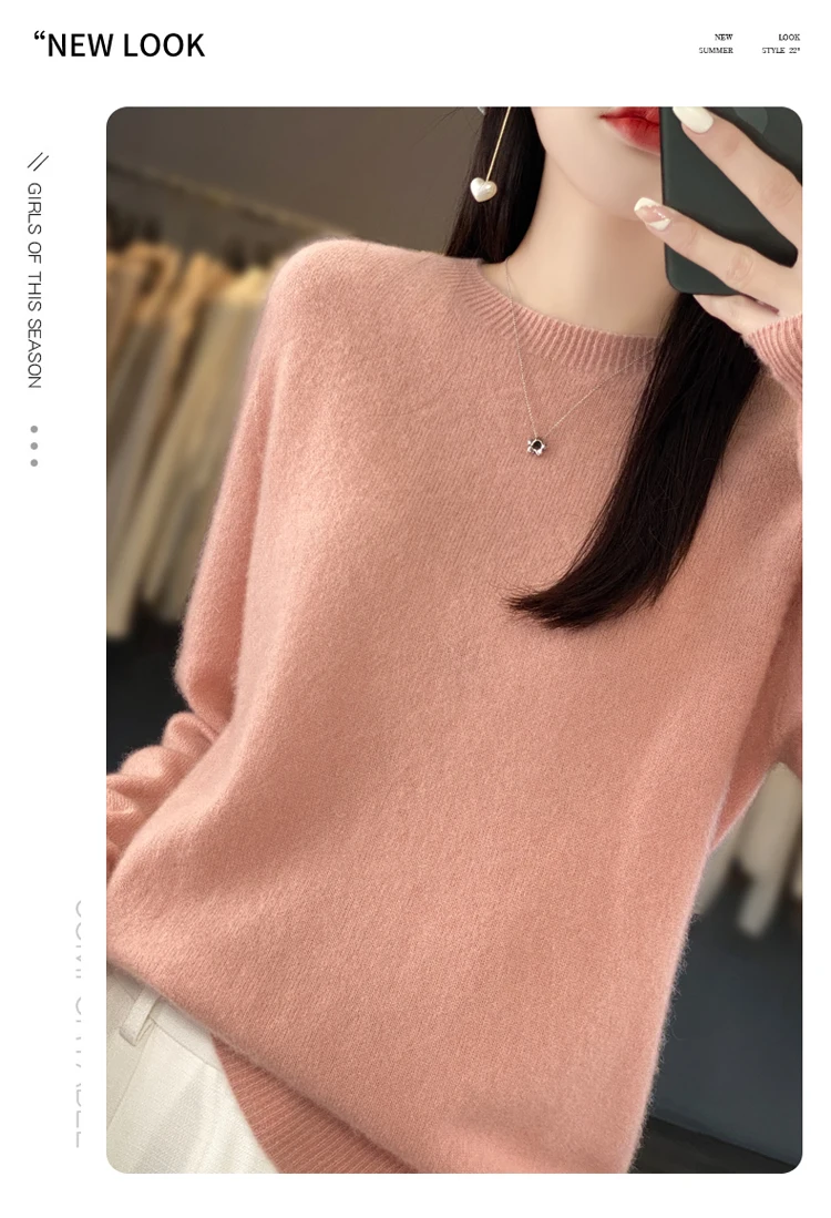 Fallwinter new cashmere sweater womens sweater 100 merino wool fashion Oneck autumn warm pullover detail