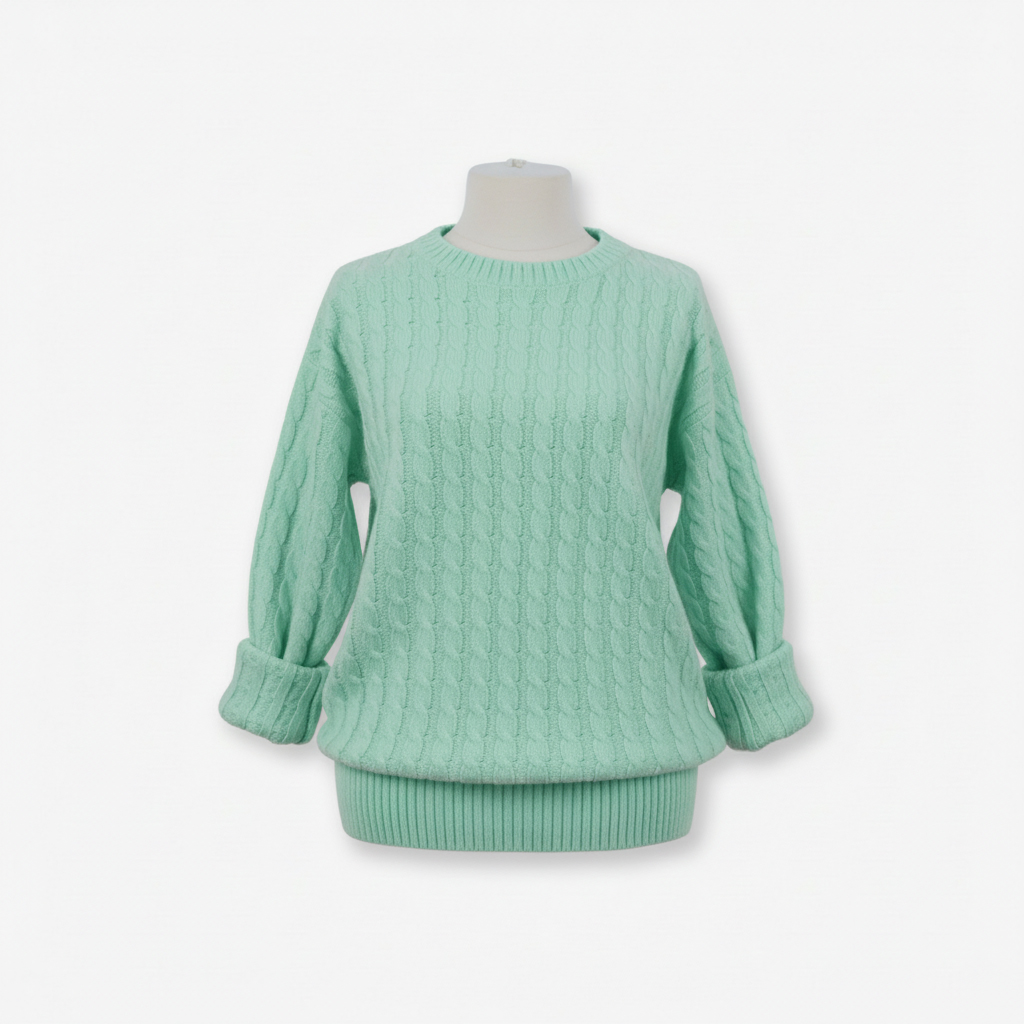 CRAZIGOODS Women's Solid Color Casual Regular Fit Anti-Wrinkle 100% Acrylic Crew Neck Cable Knit Pullover Sweater