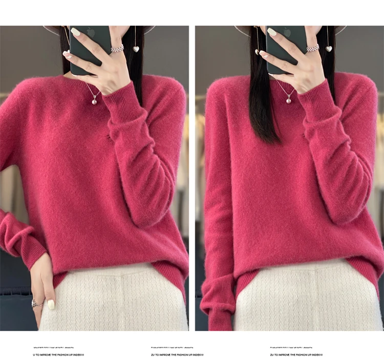 Fallwinter new cashmere sweater womens sweater 100 merino wool fashion Oneck autumn warm pullover detail