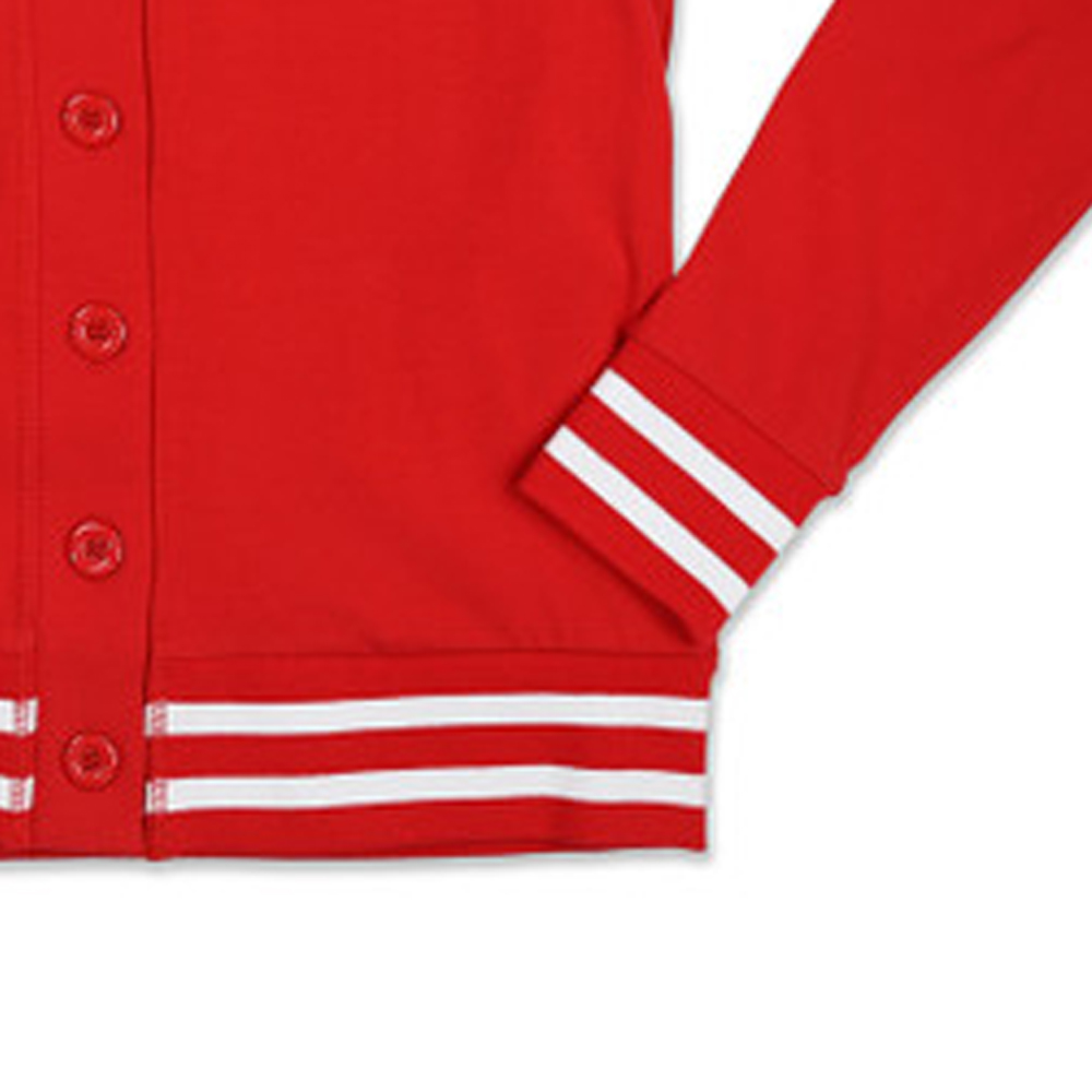 Womens Red VNeck Casual Winter Cardigan Full Sleeve Button Closure Preppy Style 100 Cotton Knitted Sweater product view
