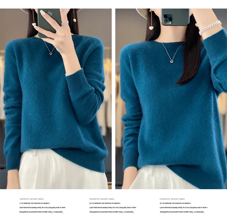 Fallwinter new cashmere sweater womens sweater 100 merino wool fashion Oneck autumn warm pullover detail