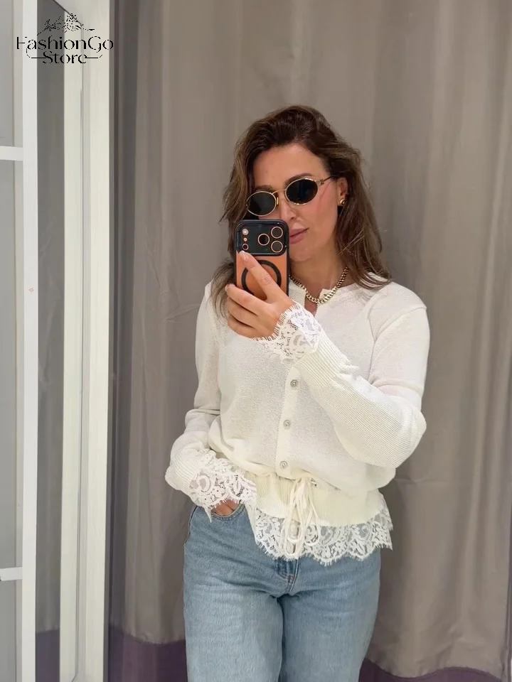 Solid Color Round Neck Cardigan Women's Single Breasted Waist Drawstring Elegant Sweater 2026 Autumn New Item Daily Street Wear