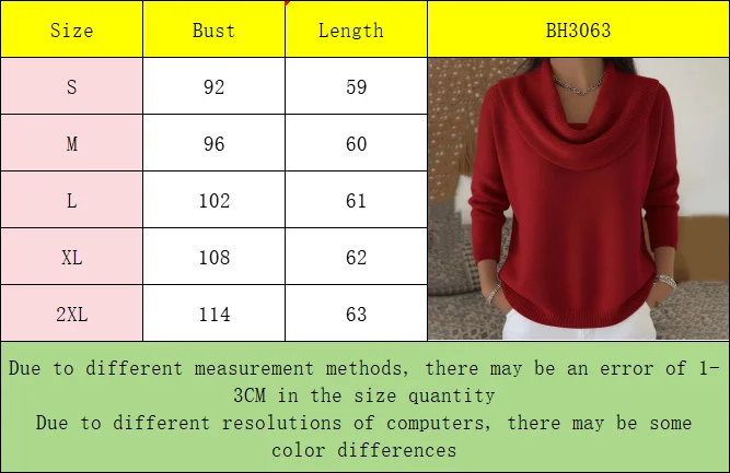 Womens AutumnWinter New Collection Solid Color Long Sleeve Sweater Tops detail