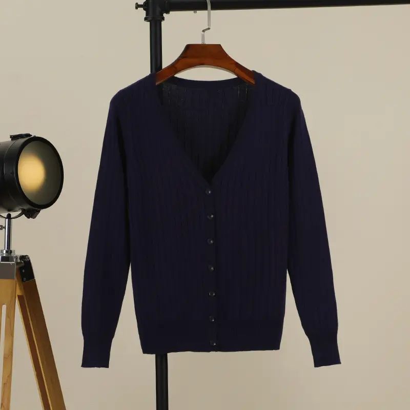 Vneck Cropped Knitting Knit Ladies Basic Womens Coat Spring 2026 Blouses Long Sleeve Top Jersey Knitted Sweater Fashion product view