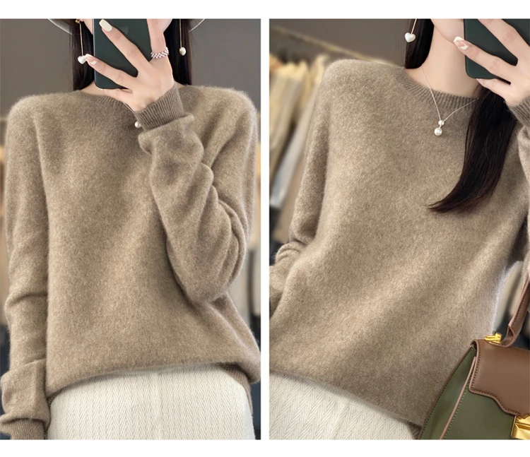 Fallwinter new cashmere sweater womens sweater 100 merino wool fashion Oneck autumn warm pullover detail