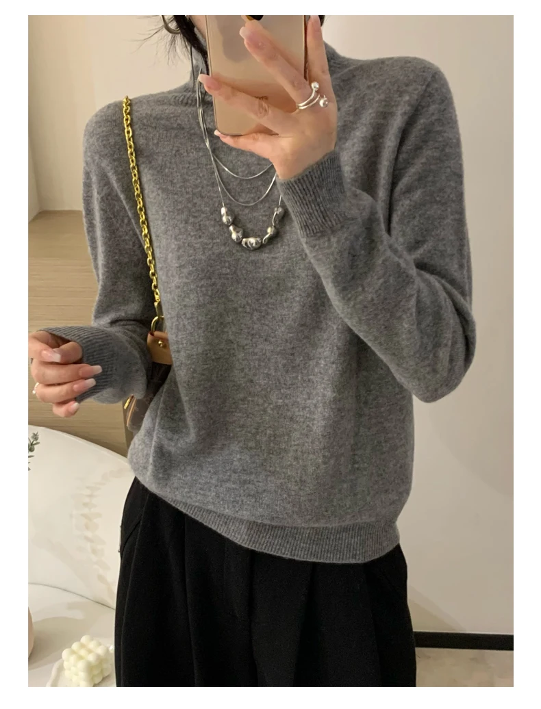 Longsleeved Womens Autumn Winter Pullover New Fashion Sweater Turtleneck Basic Sweater Top Sweatshirt detail