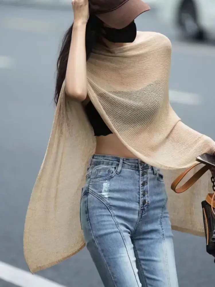 New beach womens fashionable pullover sweater knitted womens summer casual loose sexy top product view