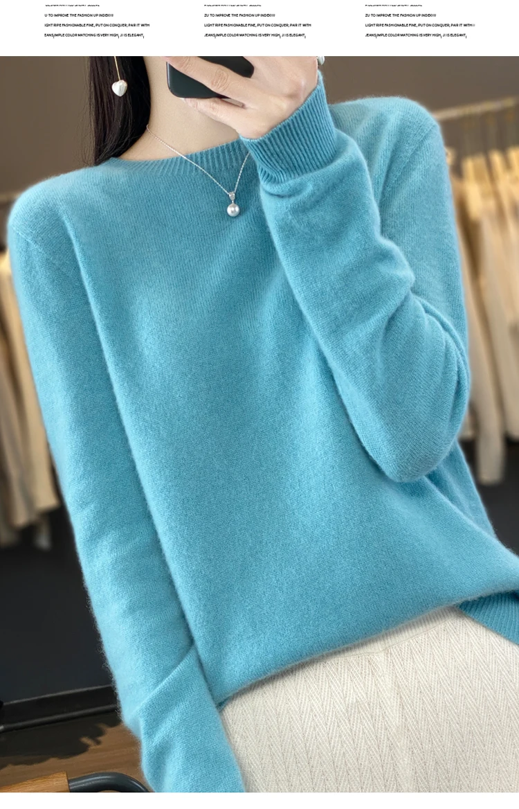 Fallwinter new cashmere sweater womens sweater 100 merino wool fashion Oneck autumn warm pullover detail