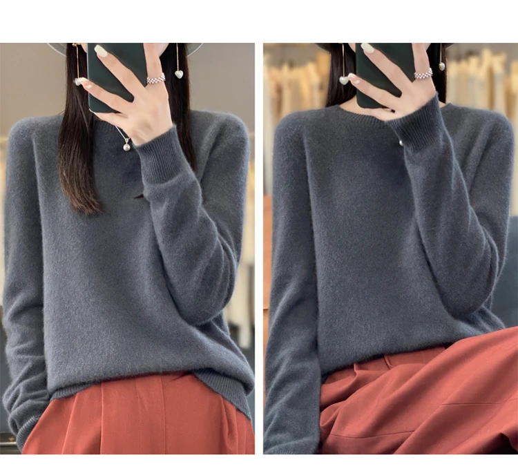 Fallwinter new cashmere sweater womens sweater 100 merino wool fashion Oneck autumn warm pullover detail