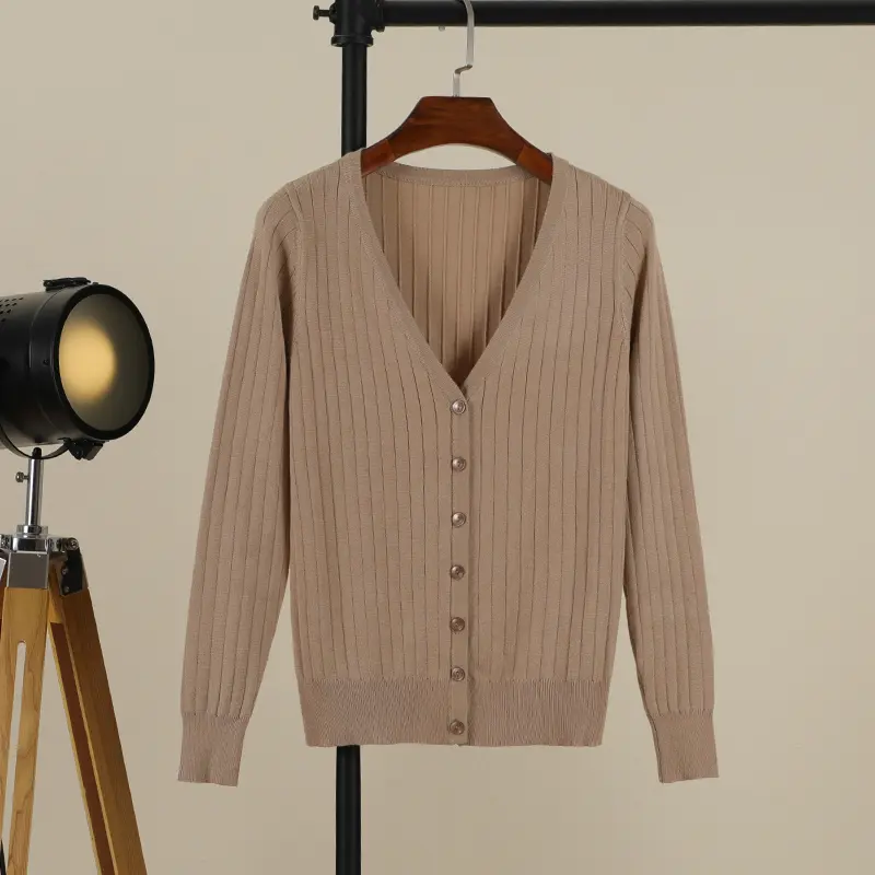 Vneck Cropped Knitting Knit Ladies Basic Womens Coat Spring 2026 Blouses Long Sleeve Top Jersey Knitted Sweater Fashion product view