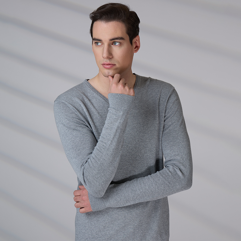Custom High Quality Cotton Knitwear Casual Pullover Winter Jumper V Neck Long Sleeve Sweater product view