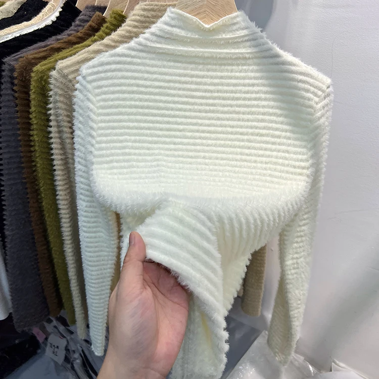 Style Long Sleeve Turtleneck Sweater Womens Autumn Winter Slimming Knitted Top Pure Color Soft Warm Pullover detail