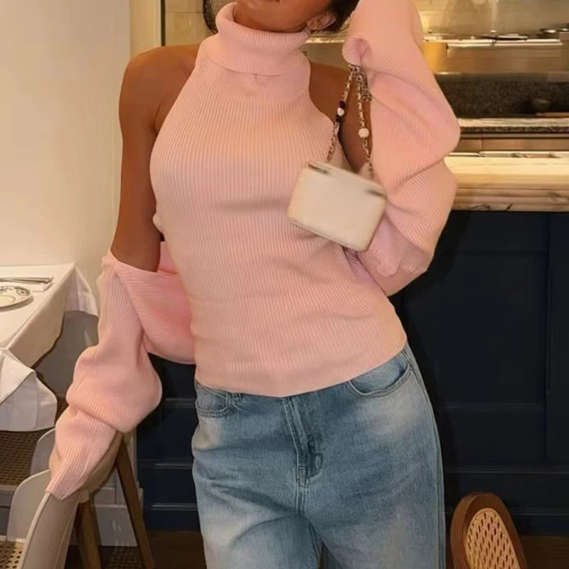Crochet Lady Party Camisole Fashion Hollow Out Knitted Womens Sweater Casual Solid Color Slim Commute Jumper detail