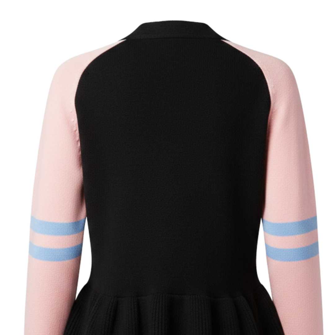 Women Peplum Cardigan Sweater Button Down V Neck Knit Contrast Sleeve Casual Fall Winter Fashion Top Adult product view