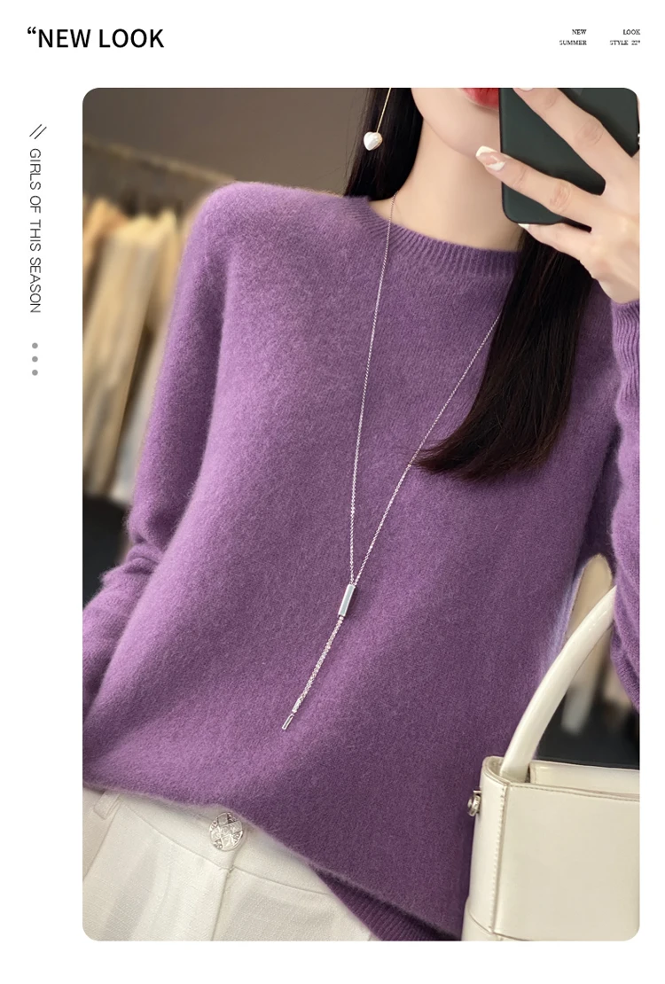 Fallwinter new cashmere sweater womens sweater 100 merino wool fashion Oneck autumn warm pullover detail