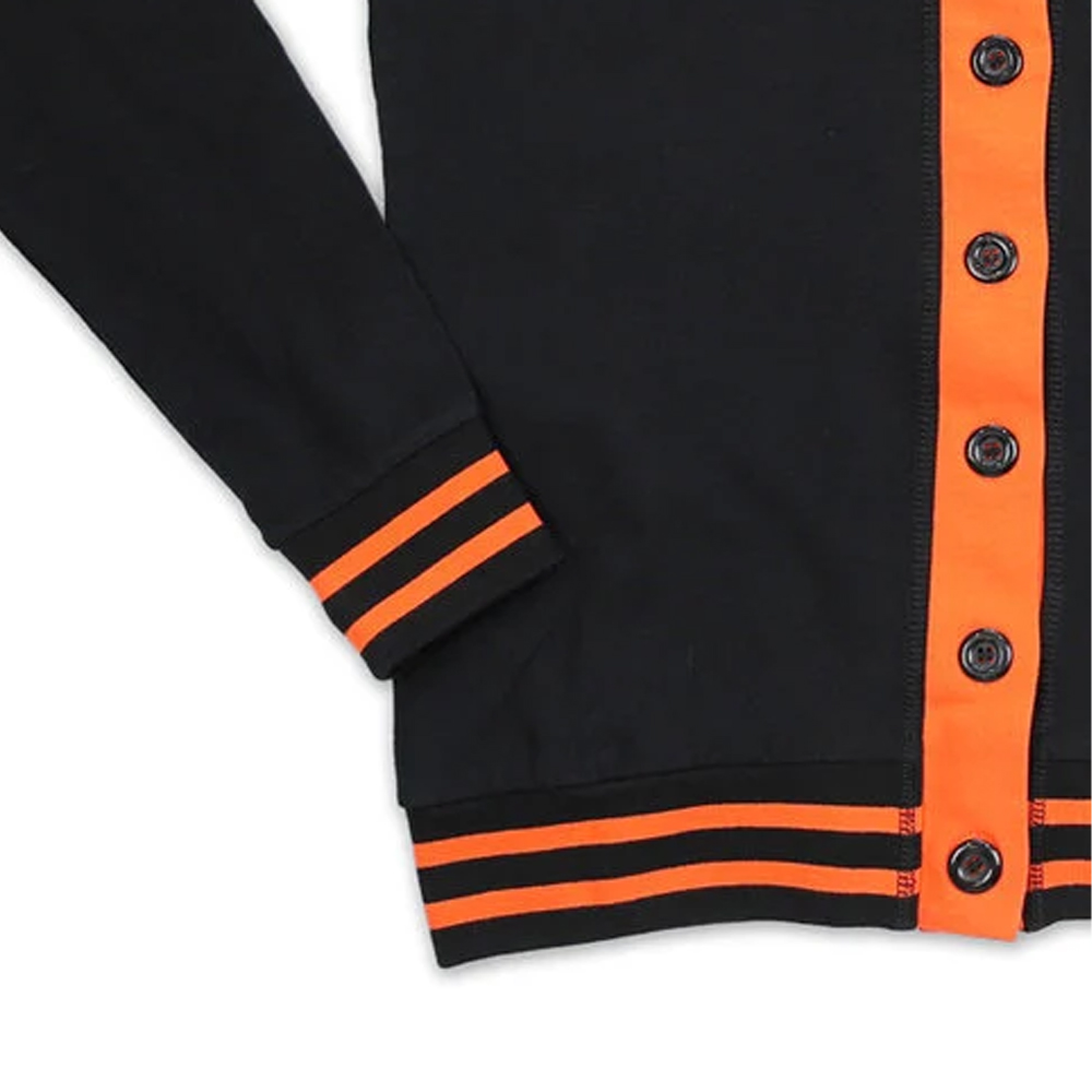 Womens Black Orange VNeck Winter Cardigan Full Sleeve Button Closure Casual Knitted Sweater 100 Cotton Breathable product view