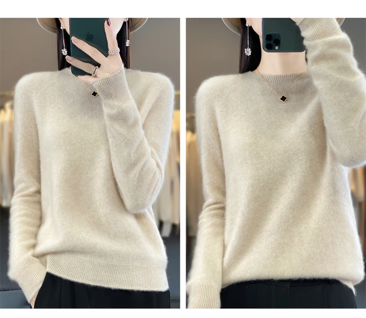 Fallwinter new cashmere sweater womens sweater 100 merino wool fashion Oneck autumn warm pullover detail