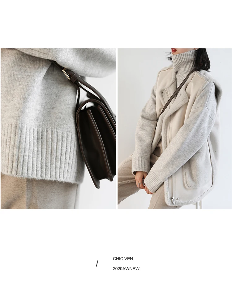 Womens Sweater Loose Turtleneck Sweaters Warm Solid Pullover Knitwear Basic Female Tops Autumn Winter detail
