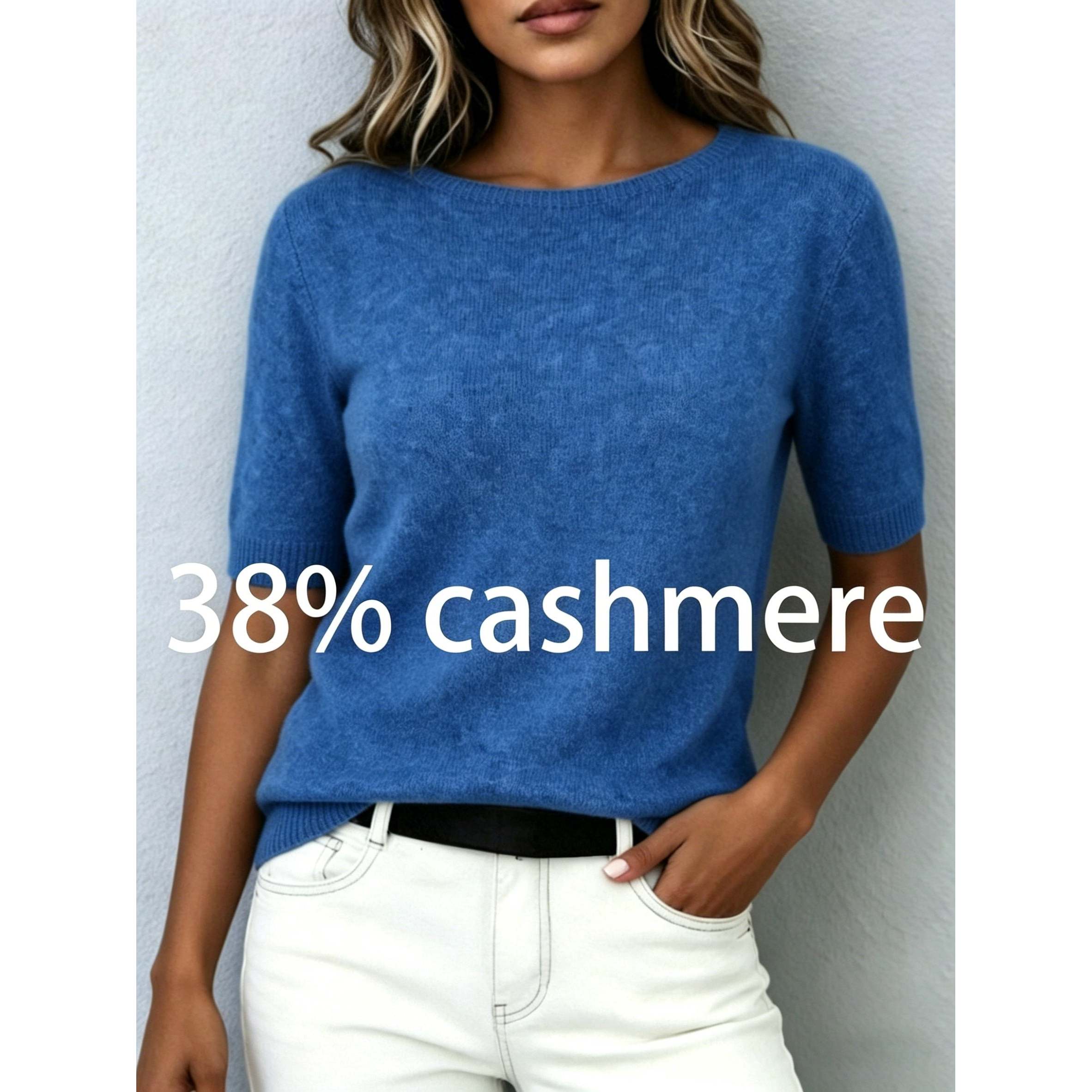 Womens WoolCashmere Knit Crew Neck Pull Over SweaterBreathable Warm AntiPilling detail