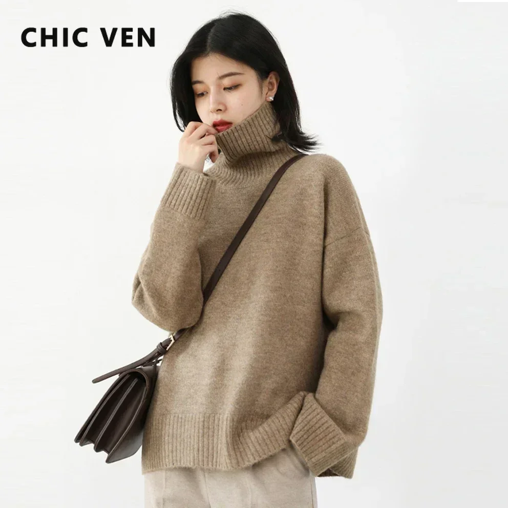 Womens Sweater Loose Turtleneck Sweaters Warm Solid Pullover Knitwear Basic Female Tops Autumn Winter product view