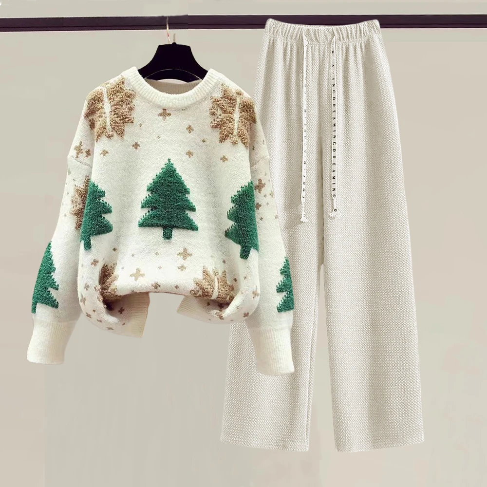 Womens Sweater New Christmas Tree Snow Youthful woman Clothes Long Sleeve Tops Blouse Oneck Sweatshirts Knitwear Allmatch detail