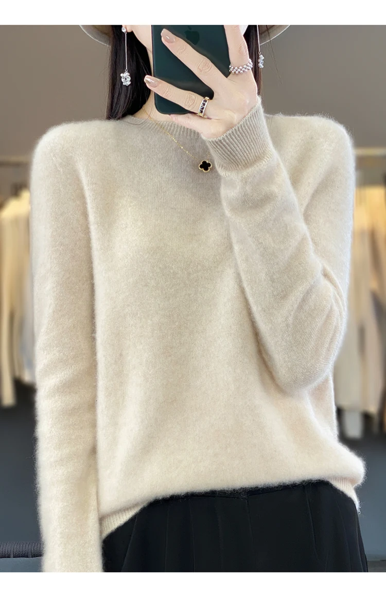 Fallwinter new cashmere sweater womens sweater 100 merino wool fashion Oneck autumn warm pullover detail