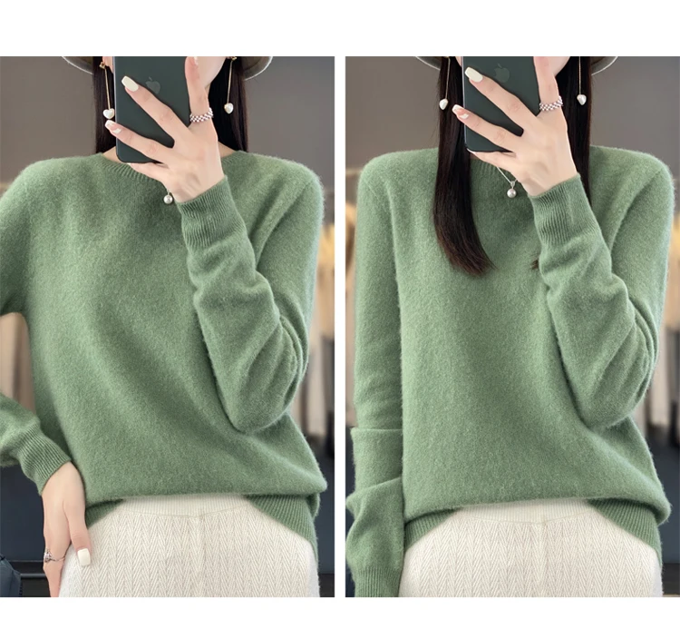 Fallwinter new cashmere sweater womens sweater 100 merino wool fashion Oneck autumn warm pullover detail
