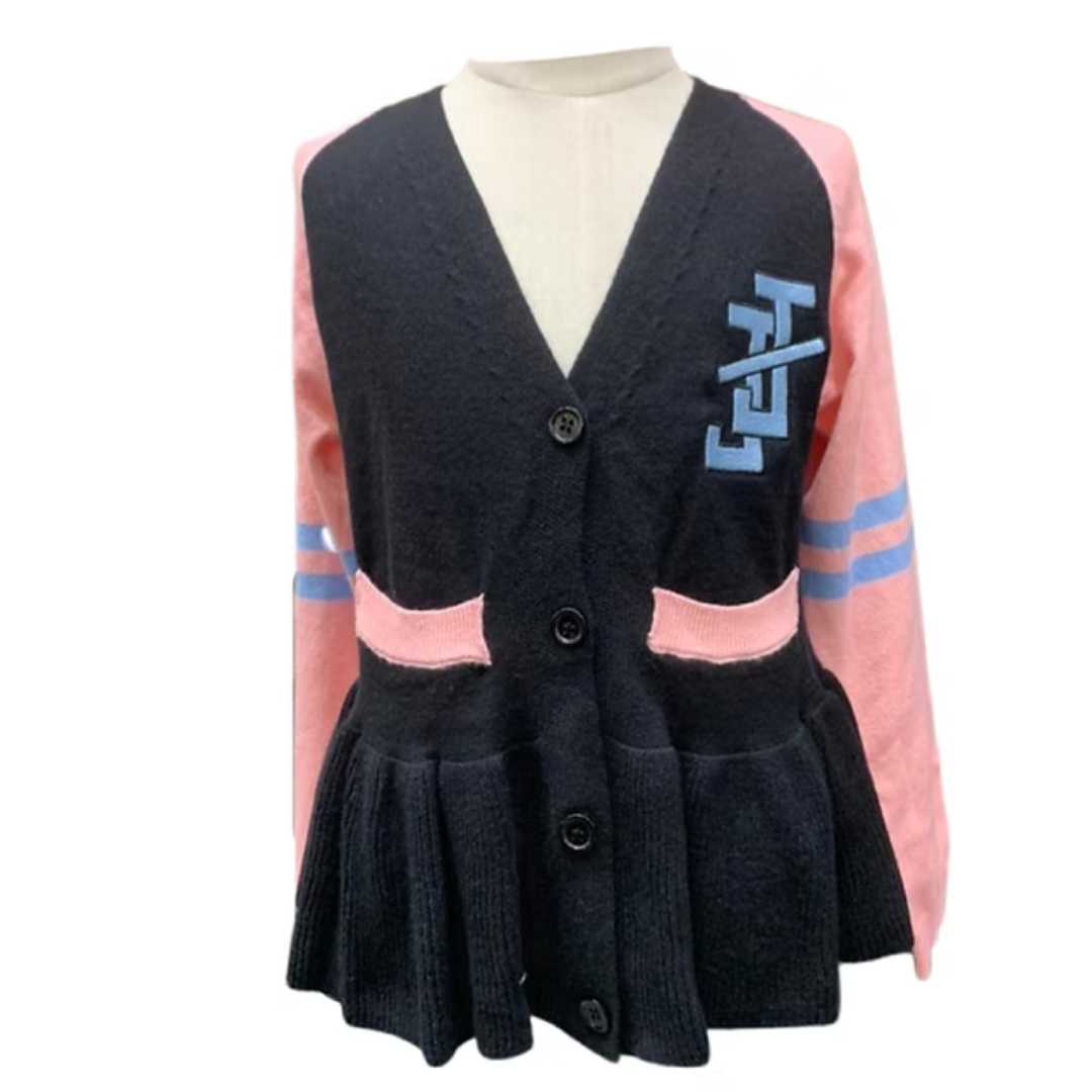 Women Peplum Cardigan Sweater Button Down V Neck Knit Contrast Sleeve Casual Fall Winter Fashion Top Adult