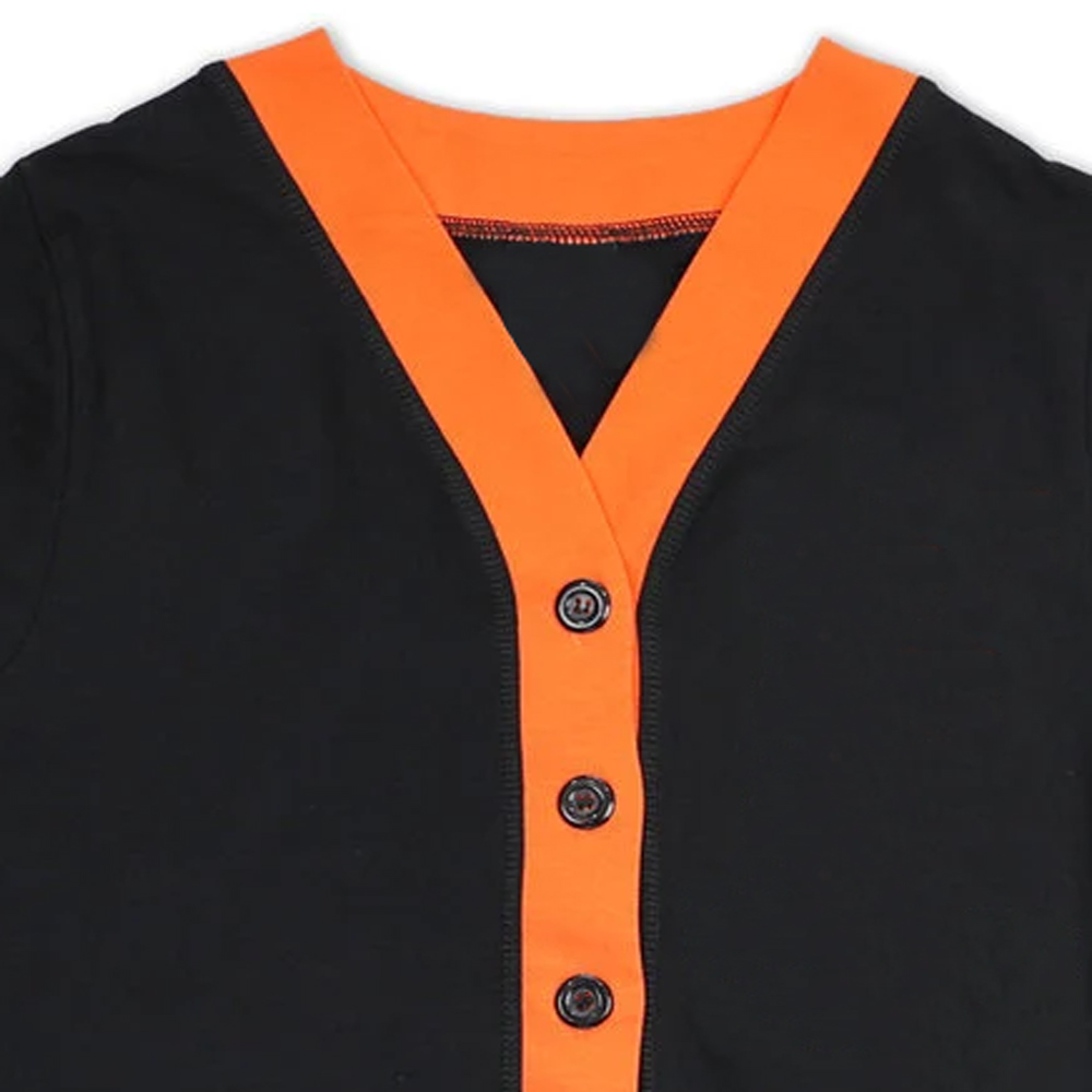 Womens Black Orange VNeck Winter Cardigan Full Sleeve Button Closure Casual Knitted Sweater 100 Cotton Breathable product view