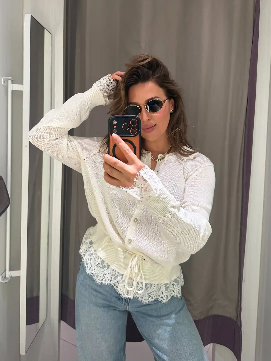 Solid Color Round Neck Cardigan Womens Single Breasted Waist Drawstring Elegant Sweater Autumn New Item Daily Street Wear product view