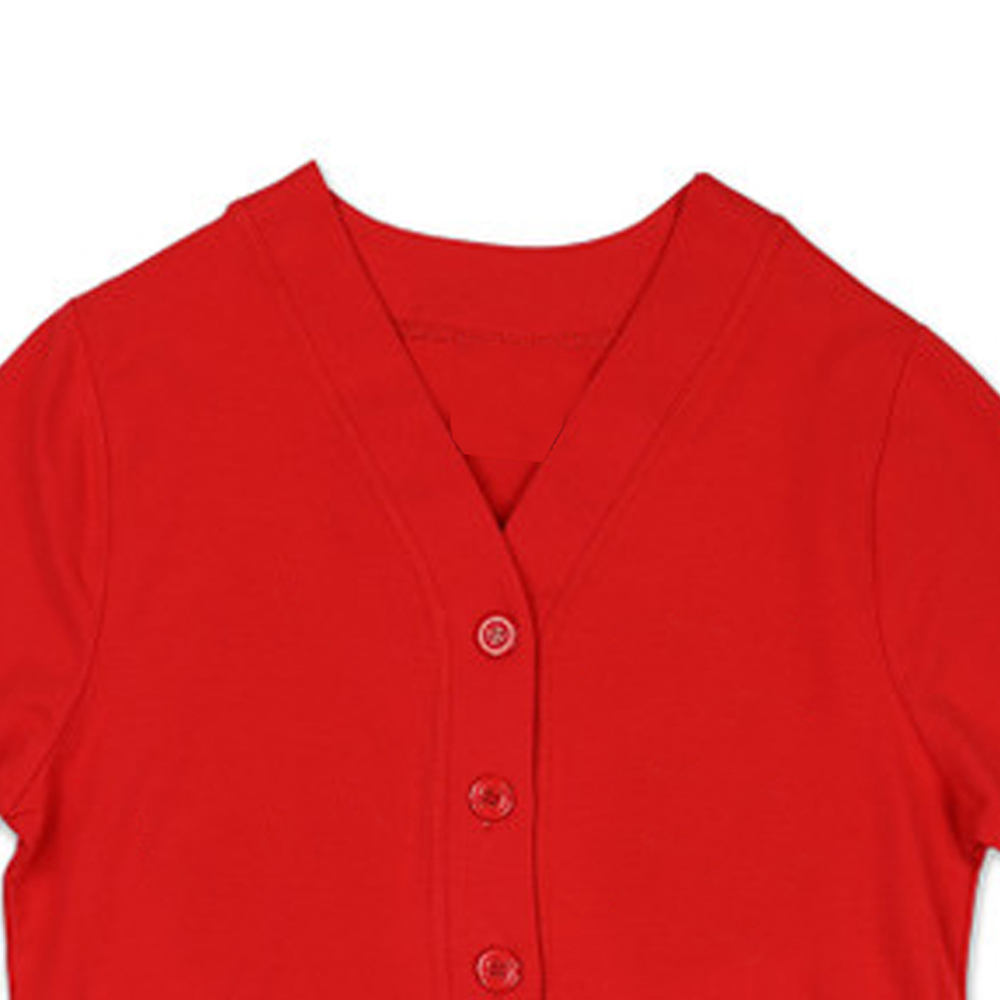 Womens Red VNeck Casual Winter Cardigan Full Sleeve Button Closure Preppy Style 100 Cotton Knitted Sweater product view
