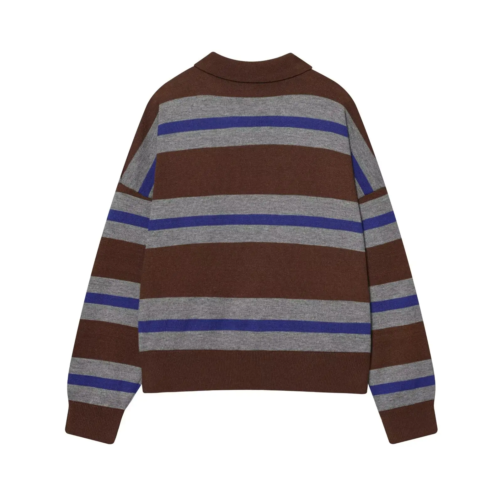 Womens New Knitted Striped Sweater Polo Neck Pullover Fashion Loose Elegant Warm Young Women Sweater Street detail