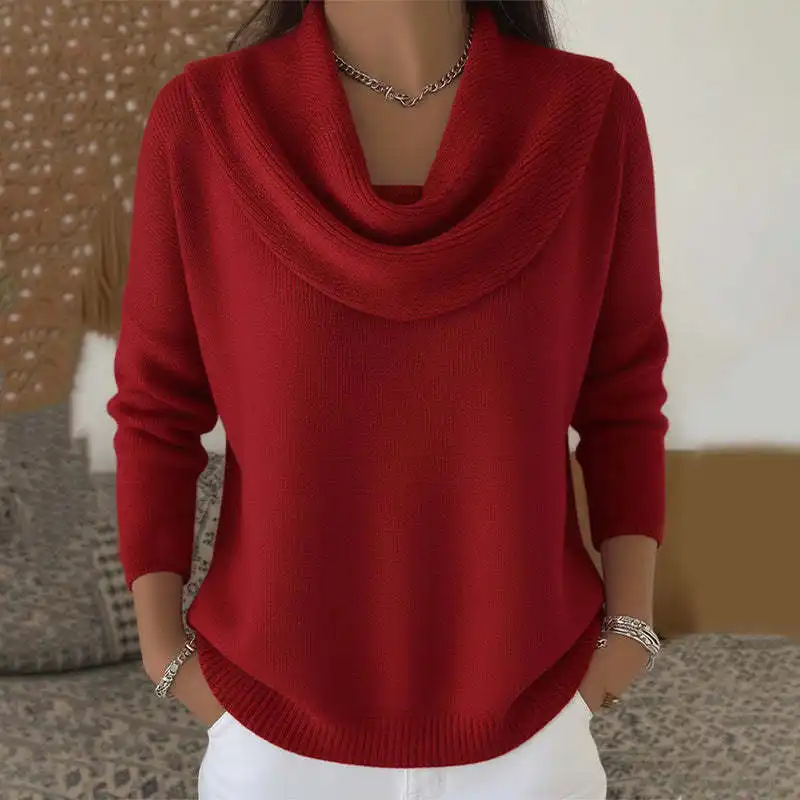 Womens AutumnWinter New Collection Solid Color Long Sleeve Sweater Tops product view