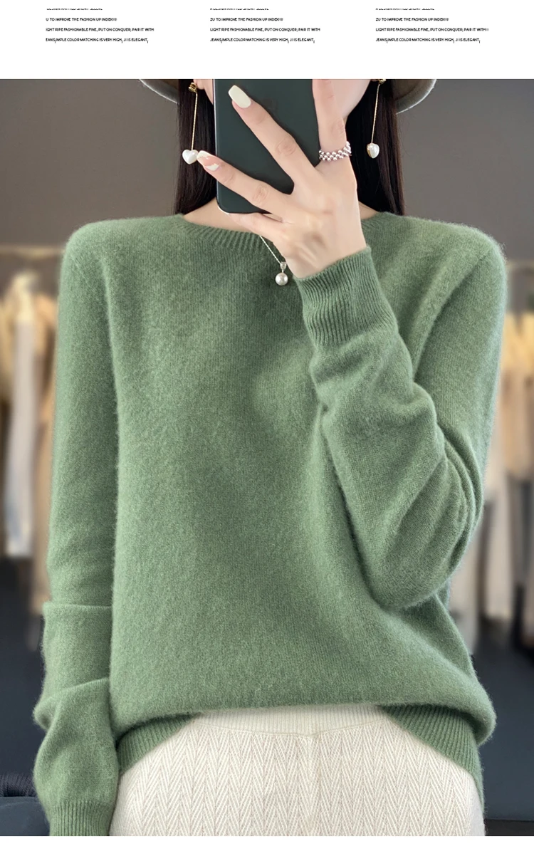 Fallwinter new cashmere sweater womens sweater 100 merino wool fashion Oneck autumn warm pullover detail