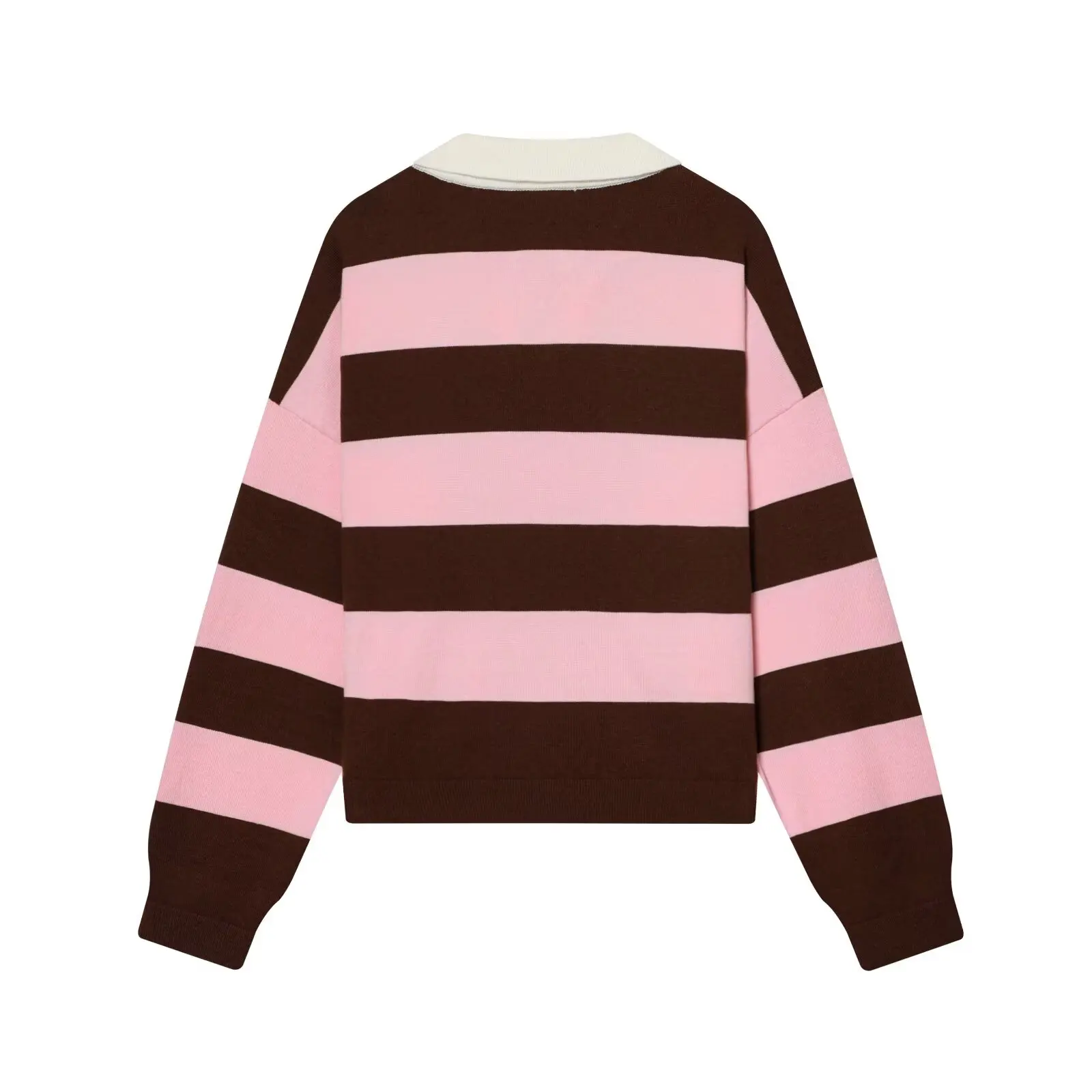 Womens New Knitted Striped Sweater Polo Neck Pullover Fashion Loose Elegant Warm Young Women Sweater Street detail