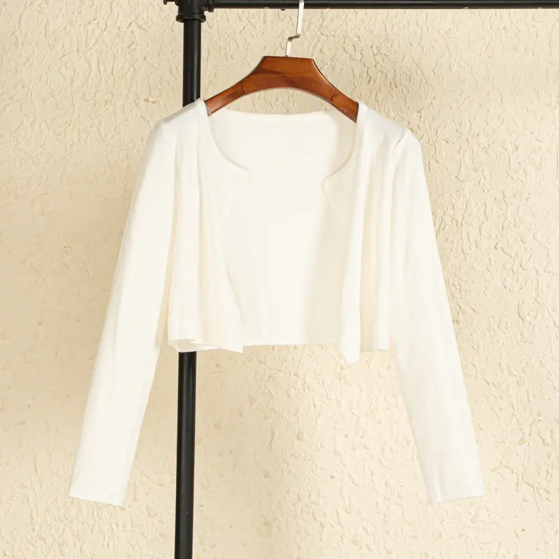 Black Cropped Knitted Sweater Style Womens Coat Spring Long Sleeve Top Jersey Cardigan Female Clothing Blouses product view
