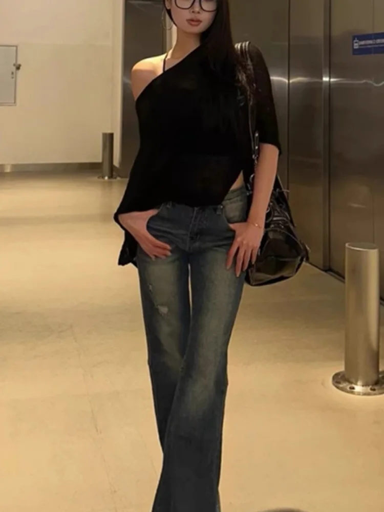 New beach womens fashionable pullover sweater knitted womens summer casual loose sexy top detail