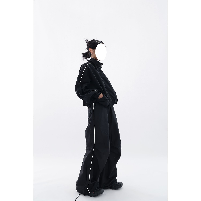 Womens 2 Piece Set High End Stylish Cool Sports Hooded Jacket Cardigan Wide Leg Pants New Arrival for Spring product view